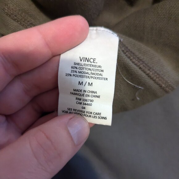 VINCE - Textured cotton blend green hoodie - Sz M - Picture 7 of 10